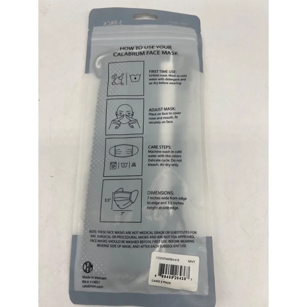 Calabrum Reversible Face Mask 3-Pack OSFM <3